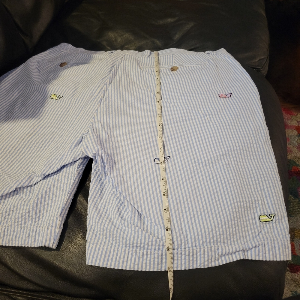 Vineyard Vines Light Blue Striped Shorts with Embroidered Whales - Picture 4 of 6